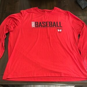 Under Armour Red Baseball Long Sleeve Shirt